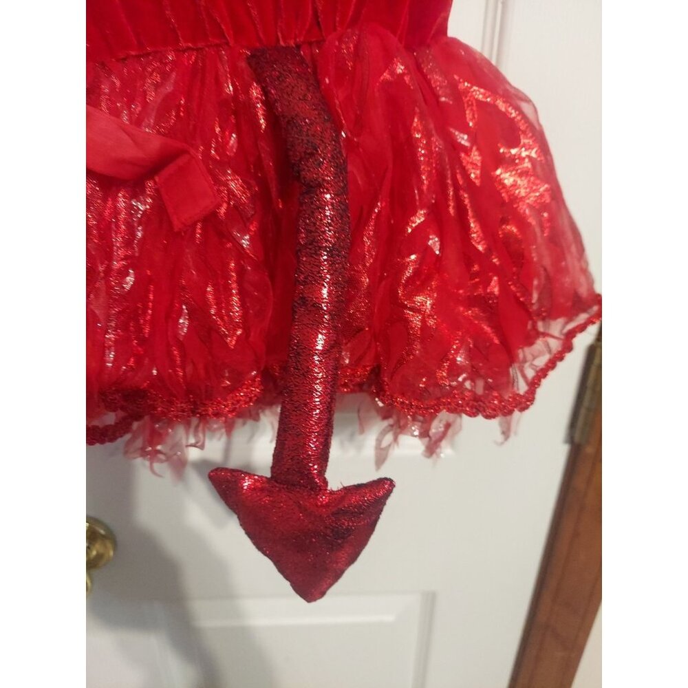 Spirit Devil Halloween Costume Dress Headband Tights Hair Pitchfork Size 2T - Picture 10 of 10